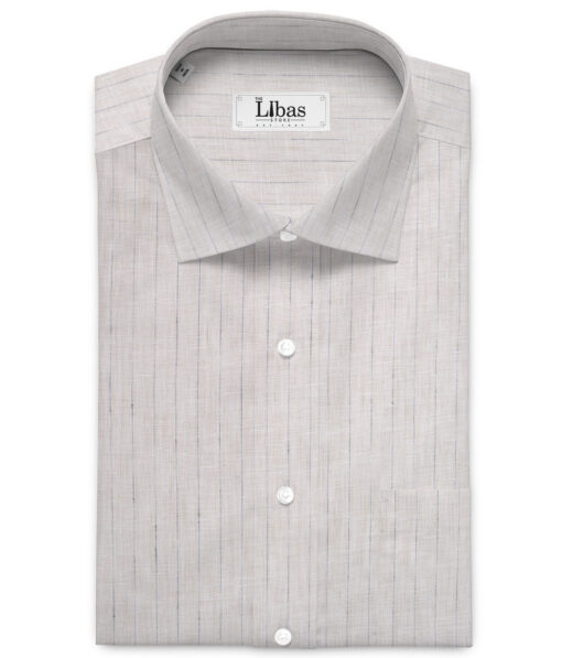 Burgoyne  60 LEA Irish Linen Striped  Unstitched Shirt or Kurta Fabric (Cream)