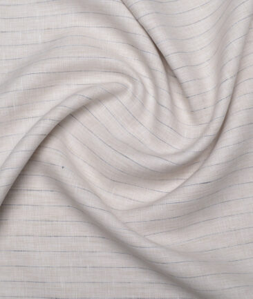 Burgoyne  60 LEA Irish Linen Striped  Unstitched Shirt or Kurta Fabric (Cream)