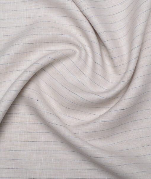 Burgoyne  60 LEA Irish Linen Striped  Unstitched Shirt or Kurta Fabric (Cream)
