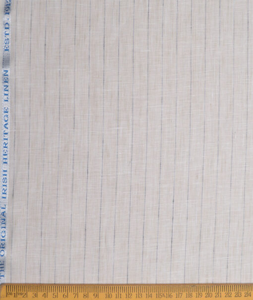 Burgoyne  60 LEA Irish Linen Striped  Unstitched Shirt or Kurta Fabric (Cream)