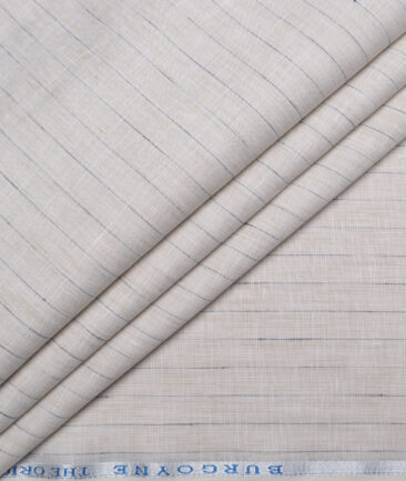 Burgoyne  60 LEA Irish Linen Striped  Unstitched Shirt or Kurta Fabric (Cream)