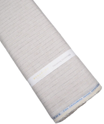 Burgoyne  60 LEA Irish Linen Striped  Unstitched Shirt or Kurta Fabric (Cream)