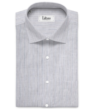 Burgoyne  60 LEA Irish Linen Striped  Unstitched Shirt or Kurta Fabric (Light Grey)