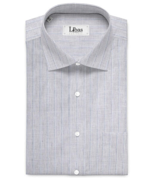 Burgoyne  60 LEA Irish Linen Striped  Unstitched Shirt or Kurta Fabric (Light Grey)