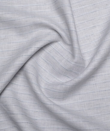 Burgoyne  60 LEA Irish Linen Striped  Unstitched Shirt or Kurta Fabric (Light Grey)