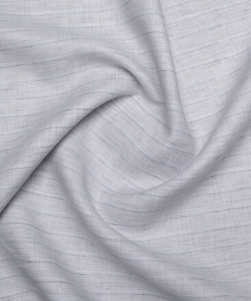 Burgoyne  60 LEA Irish Linen Striped  Unstitched Shirt or Kurta Fabric (Light Grey)