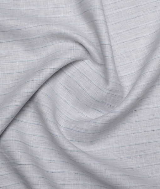 Burgoyne  60 LEA Irish Linen Striped  Unstitched Shirt or Kurta Fabric (Light Grey)