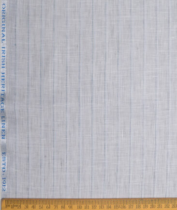 Burgoyne  60 LEA Irish Linen Striped  Unstitched Shirt or Kurta Fabric (Light Grey)