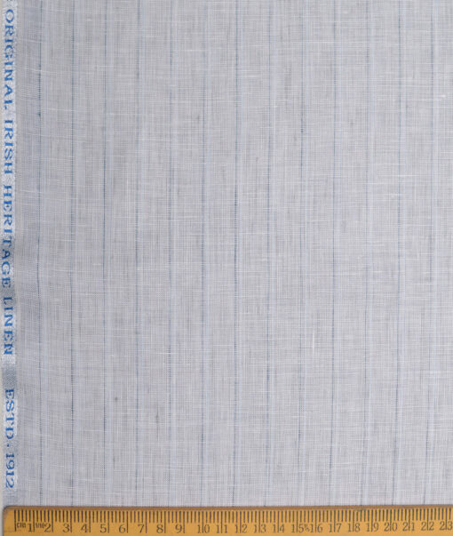 Burgoyne  60 LEA Irish Linen Striped  Unstitched Shirt or Kurta Fabric (Light Grey)
