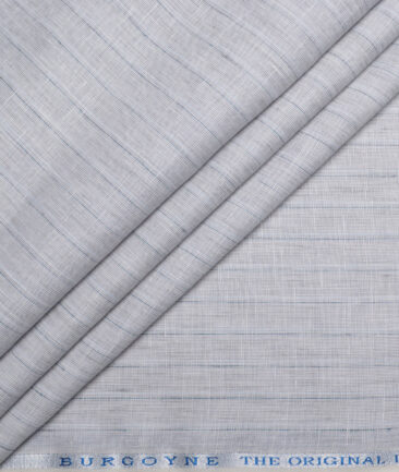 Burgoyne  60 LEA Irish Linen Striped  Unstitched Shirt or Kurta Fabric (Light Grey)
