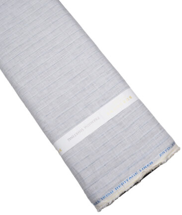 Burgoyne  60 LEA Irish Linen Striped  Unstitched Shirt or Kurta Fabric (Light Grey)