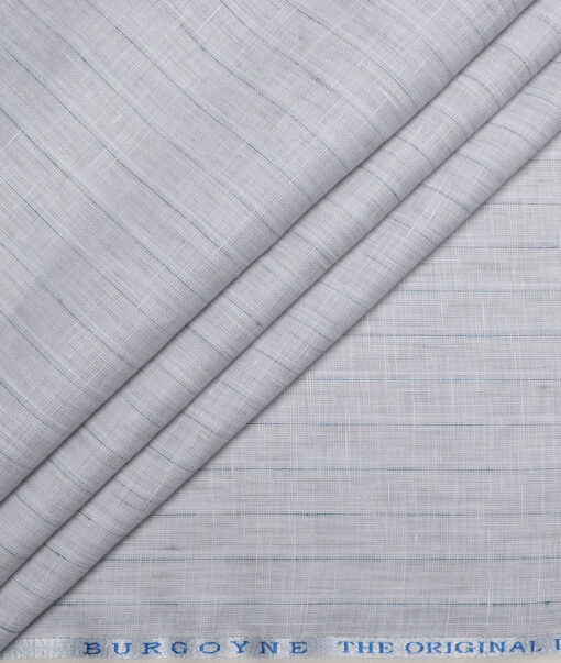 Burgoyne  60 LEA Irish Linen Striped  Unstitched Shirt or Kurta Fabric (Light Grey)