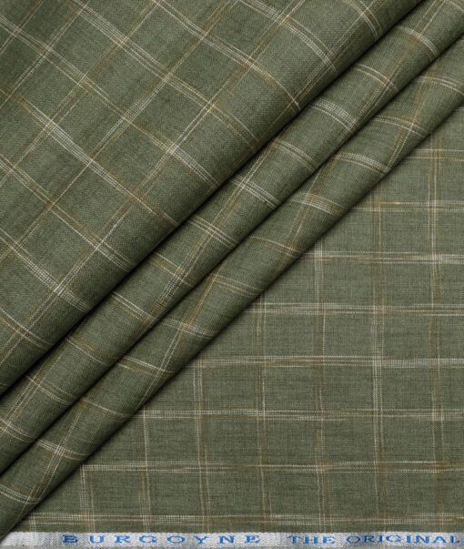 Burgoyne  60 LEA Irish Linen Checks  Unstitched Shirt or Kurta Fabric (Olive Green)