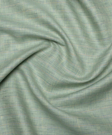 Burgoyne  80 LEA Irish Linen Striped  Unstitched Shirt or Kurta Fabric (Light Olive Green)
