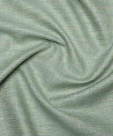 Burgoyne  80 LEA Irish Linen Striped  Unstitched Shirt or Kurta Fabric (Light Olive Green)