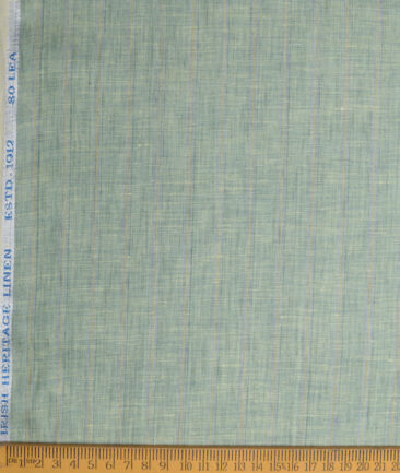 Burgoyne  80 LEA Irish Linen Striped  Unstitched Shirt or Kurta Fabric (Light Olive Green)