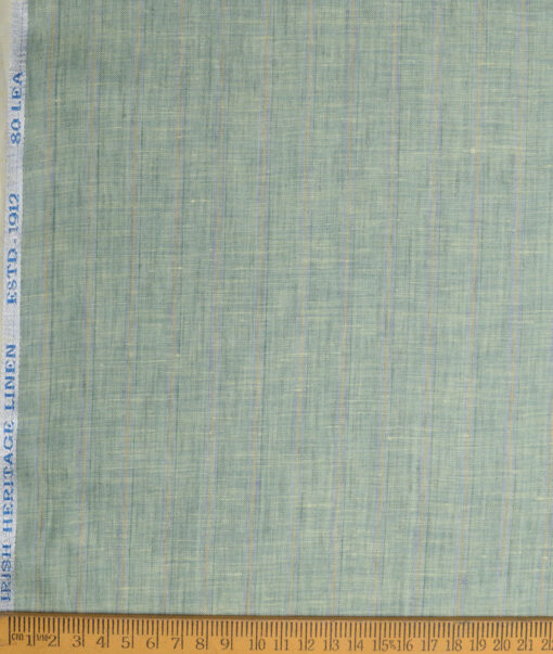 Burgoyne  80 LEA Irish Linen Striped  Unstitched Shirt or Kurta Fabric (Light Olive Green)