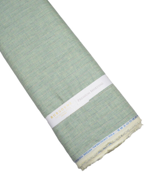 Burgoyne  80 LEA Irish Linen Striped  Unstitched Shirt or Kurta Fabric (Light Olive Green)