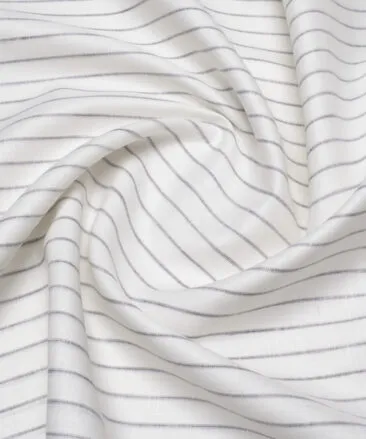 Burgoyne  80 LEA Irish Linen Striped  Unstitched Shirt or Kurta Fabric (White & Black)