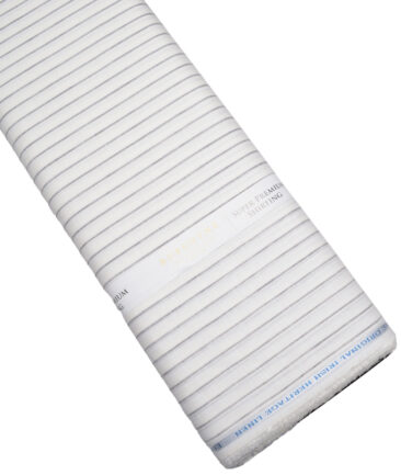 Burgoyne  80 LEA Irish Linen Striped  Unstitched Shirt or Kurta Fabric (White & Black)