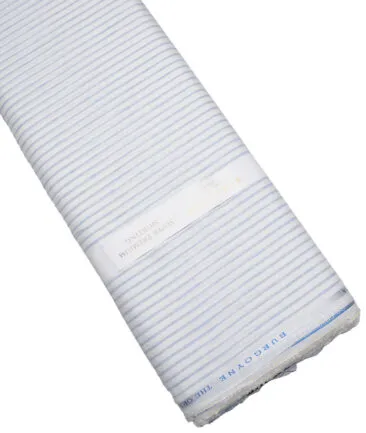 Burgoyne  80 LEA Irish Linen Striped  Unstitched Shirt or Kurta Fabric (White & Blue)