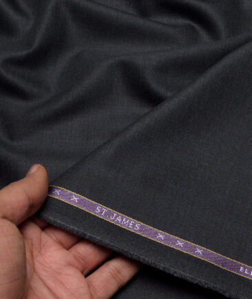 J.hampstead Men's Poly Viscose  Self Design  Unstitched Suiting Fabric (Dark Grey)