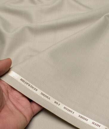 J.hampstead Men's Poly Viscose  Checks  Unstitched Suiting Fabric (Beige)