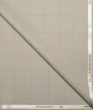 J.hampstead Men's Poly Viscose  Checks  Unstitched Suiting Fabric (Beige)