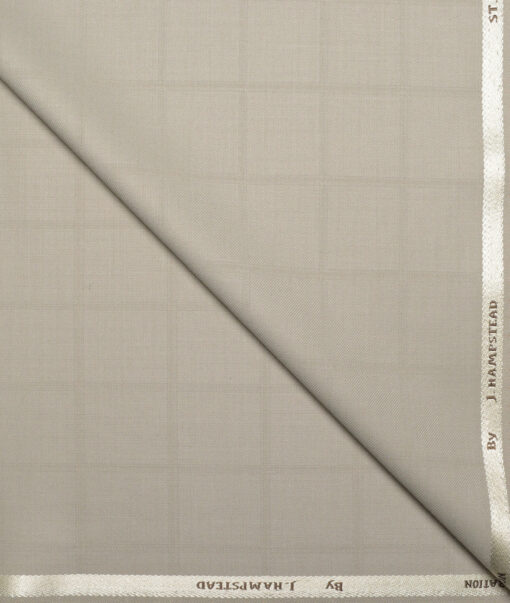 J.hampstead Men's Poly Viscose  Checks  Unstitched Suiting Fabric (Beige)