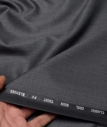 J.hampstead Men's Poly Viscose  Strucutred  Unstitched Suiting Fabric (Blackish Grey)