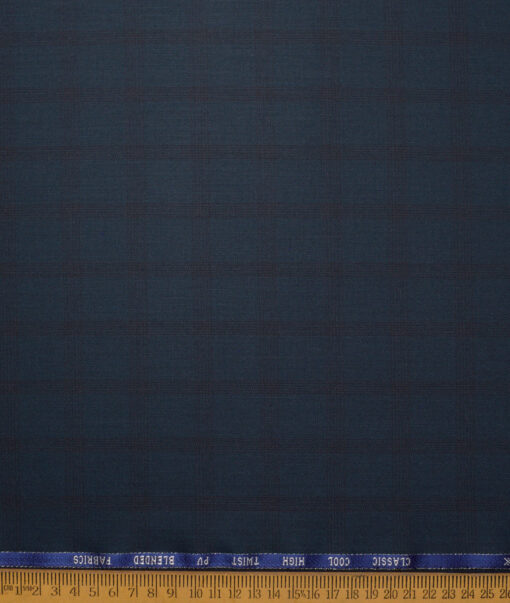 J.hampstead Men's Poly Viscose  Checks  Unstitched Suiting Fabric (Dark Blue)
