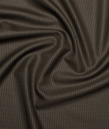 J.hampstead Men's Poly Viscose  Checks  Unstitched Suiting Fabric (Dark Brown)