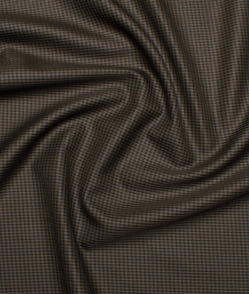 J.hampstead Men's Poly Viscose  Checks  Unstitched Suiting Fabric (Dark Brown)