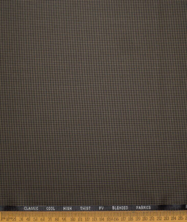 J.hampstead Men's Poly Viscose  Checks  Unstitched Suiting Fabric (Dark Brown)