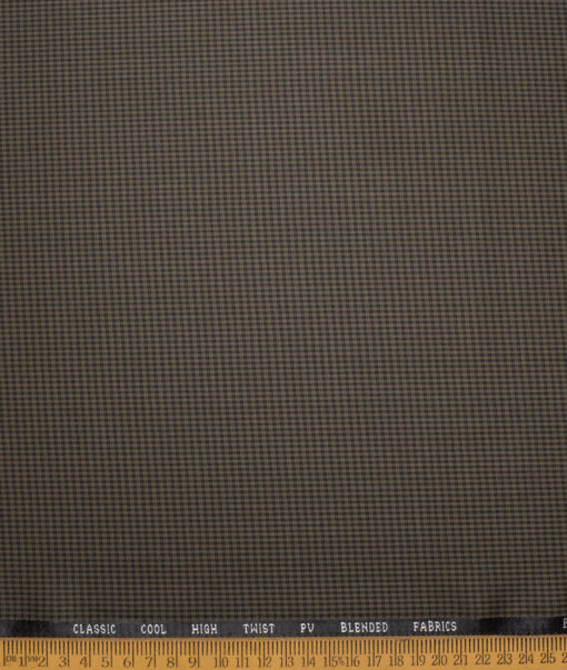 J.hampstead Men's Poly Viscose  Checks  Unstitched Suiting Fabric (Dark Brown)