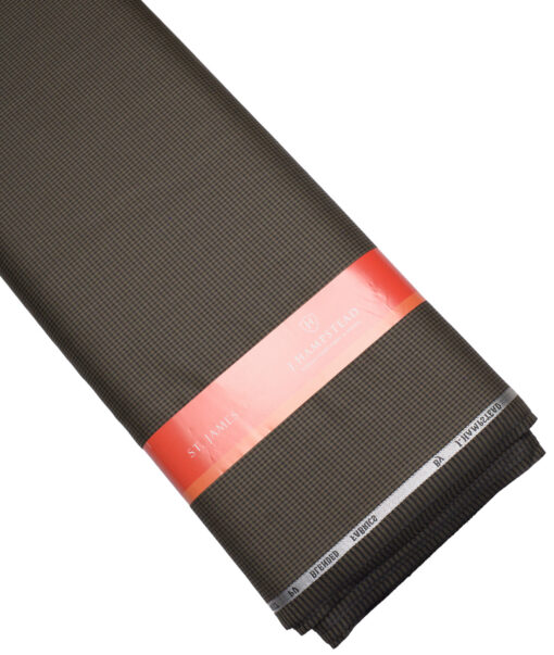 J.hampstead Men's Poly Viscose  Checks  Unstitched Suiting Fabric (Dark Brown)