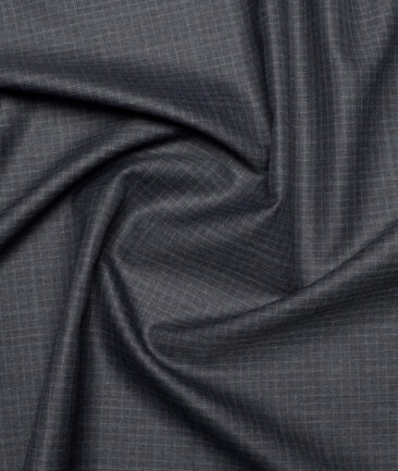 J.hampstead Men's Poly Viscose  Checks  Unstitched Suiting Fabric (Dark Grey)