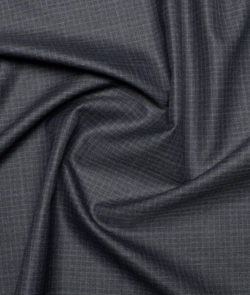 J.hampstead Men's Poly Viscose  Checks  Unstitched Suiting Fabric (Dark Grey)