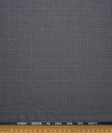 J.hampstead Men's Poly Viscose  Checks  Unstitched Suiting Fabric (Dark Grey)