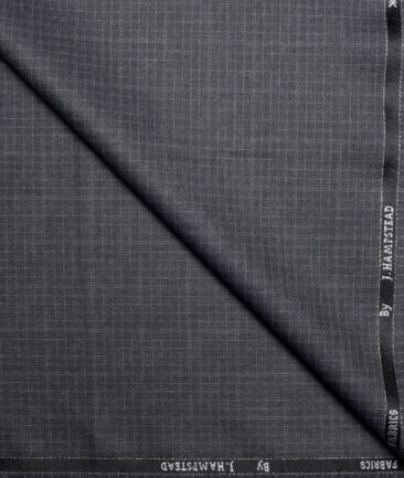 J.hampstead Men's Poly Viscose  Checks  Unstitched Suiting Fabric (Dark Grey)
