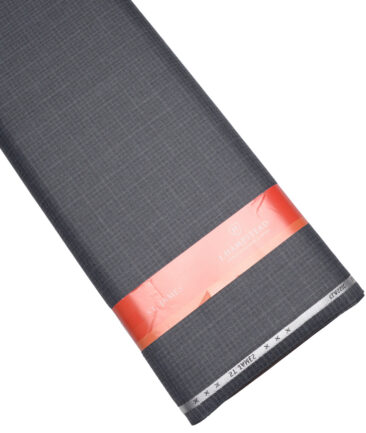 J.hampstead Men's Poly Viscose  Checks  Unstitched Suiting Fabric (Dark Grey)
