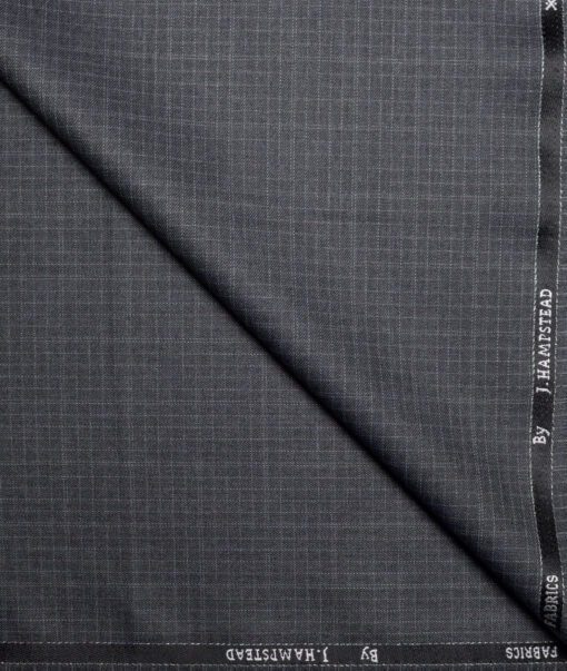 J.hampstead Men's Poly Viscose  Checks  Unstitched Suiting Fabric (Dark Grey)