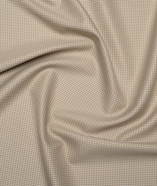 J.hampstead Men's Poly Viscose  Checks  Unstitched Suiting Fabric (Khakhi Brown)
