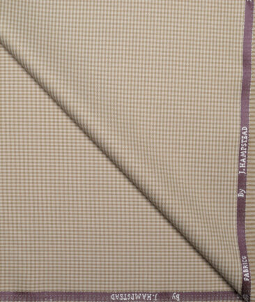 J.hampstead Men's Poly Viscose  Checks  Unstitched Suiting Fabric (Khakhi Brown)