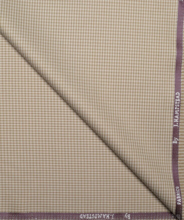J.hampstead Men's Poly Viscose  Checks  Unstitched Suiting Fabric (Khakhi Brown)