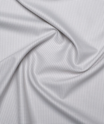 J.hampstead Men's Poly Viscose  Checks  Unstitched Suiting Fabric (Light Grey)