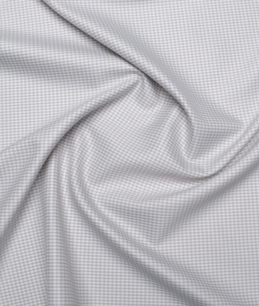 J.hampstead Men's Poly Viscose  Checks  Unstitched Suiting Fabric (Light Grey)