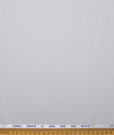 J.hampstead Men's Poly Viscose  Checks  Unstitched Suiting Fabric (Light Grey)