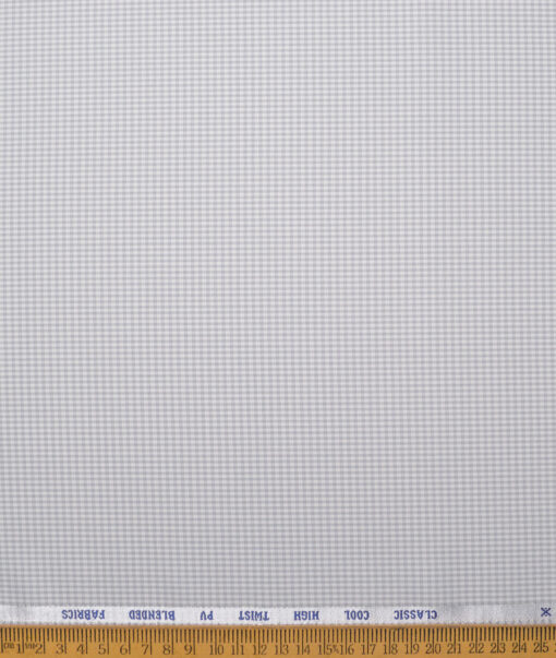 J.hampstead Men's Poly Viscose  Checks  Unstitched Suiting Fabric (Light Grey)