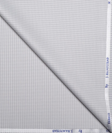 J.hampstead Men's Poly Viscose  Checks  Unstitched Suiting Fabric (Light Grey)